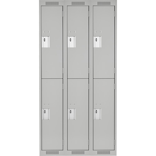 Clean Line Lockers, 2 -tier, Bank of 3, 36" x 18" x 72", Steel, Grey, Rivet (Assembled) Action Paper