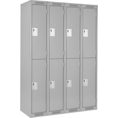 Clean Line Lockers, 2 -tier, Bank of 4, 48" x 18" x 72", Steel, Grey, Rivet (Assembled) Action Paper