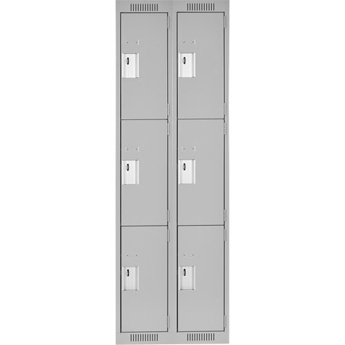 Clean Line Lockers, 3 -tier, Bank of 2, 24" x 18" x 72", Steel, Grey, Rivet (Assembled) Action Paper
