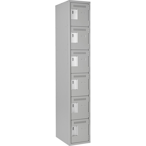 Clean Line Lockerettes, 6 -tier, 12" x 18" x 72", Steel, Grey, Rivet (Assembled) Action Paper