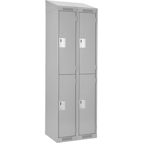 Clean Line Lockers, 2 -tier, Bank of 2, 24" x 18" x 78", Steel, Grey, Rivet (Assembled) Action Paper