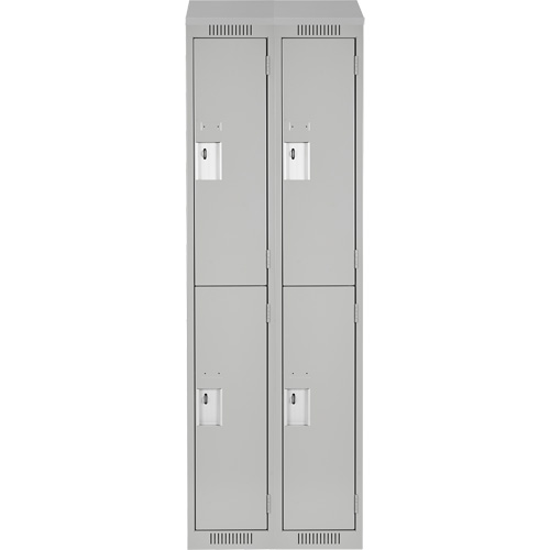 Clean Line Lockers, 2 -tier, Bank of 2, 24" x 18" x 78", Steel, Grey, Rivet (Assembled) Action Paper
