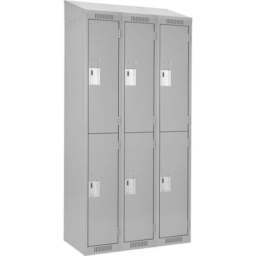 Clean Line Lockers, 2 -tier, Bank of 3, 36" x 18" x 78", Steel, Grey, Rivet (Assembled) Action Paper