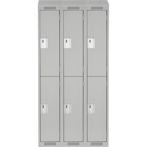Clean Line Lockers, 2 -tier, Bank of 3, 36" x 18" x 78", Steel, Grey, Rivet (Assembled) Action Paper