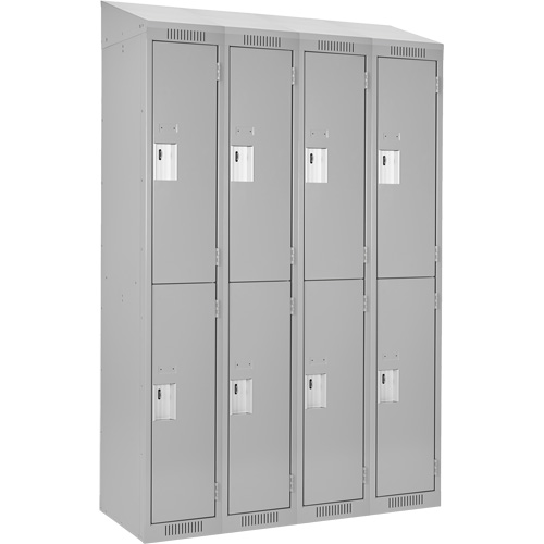 Clean Line Lockers, 2 -tier, Bank of 4, 48" x 18" x 78", Steel, Grey, Rivet (Assembled) Action Paper