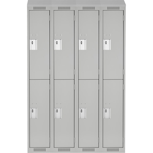 Clean Line Lockers, 2 -tier, Bank of 4, 48" x 18" x 78", Steel, Grey, Rivet (Assembled) Action Paper