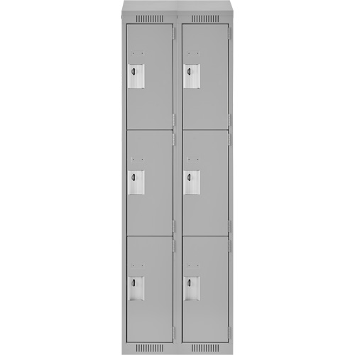 Clean Line Lockers, 3 -tier, Bank of 2, 24" x 18" x 78", Steel, Grey, Rivet (Assembled) Action Paper