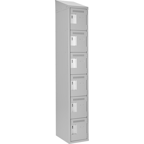 Clean Line Lockerette , 6 -tier, 12" x 18" x 78", Steel, Grey, Rivet (Assembled) Action Paper