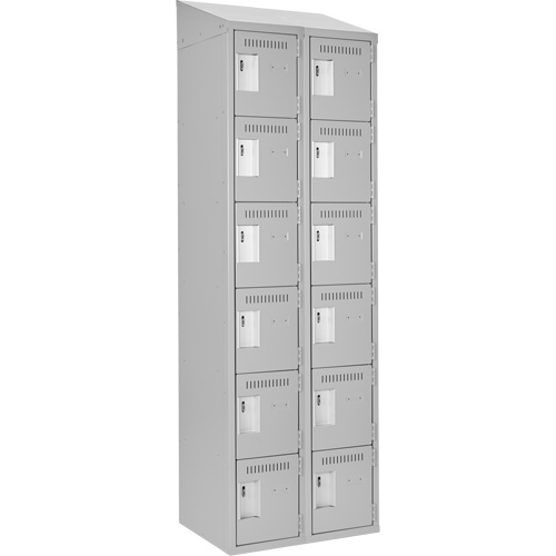 Clean Line Lockerette , 6 -tier, Bank of 2, 24" x 18" x 78", Steel, Grey, Rivet (Assembled) Action Paper