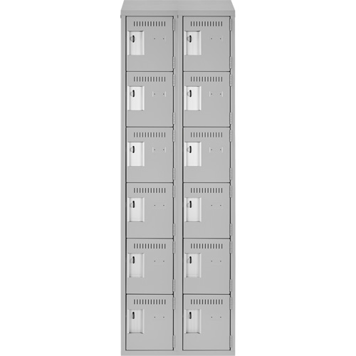 Clean Line Lockerette , 6 -tier, Bank of 2, 24" x 18" x 78", Steel, Grey, Rivet (Assembled) Action Paper