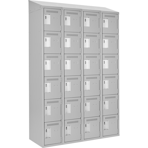 Clean Line Lockerette , 6 -tier, Bank of 4, 48" x 18" x 78", Steel, Grey, Rivet (Assembled) Action Paper
