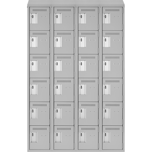Clean Line Lockerette , 6 -tier, Bank of 4, 48" x 18" x 78", Steel, Grey, Rivet (Assembled) Action Paper
