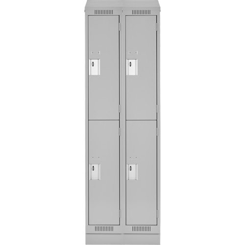 Clean Line Lockers, 2 -tier, Bank of 2, 24" x 18" x 82", Steel, Grey, Rivet (Assembled) Action Paper