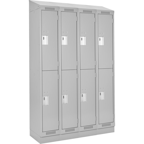 Clean Line Lockers, 2 -tier, Bank of 4, 48" x 18" x 82", Steel, Grey, Rivet (Assembled) Action Paper