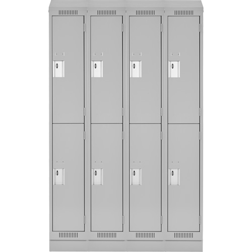 Clean Line Lockers, 2 -tier, Bank of 4, 48" x 18" x 82", Steel, Grey, Rivet (Assembled) Action Paper