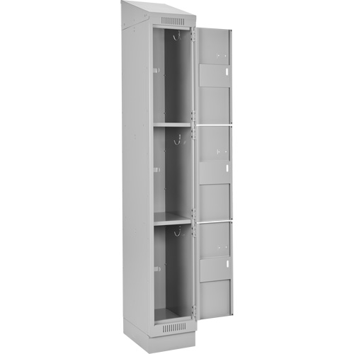 Clean Line Lockers, 3 -tier, Bank of 3, 36" x 18" x 82", Steel, Grey, Rivet (Assembled) Action Paper