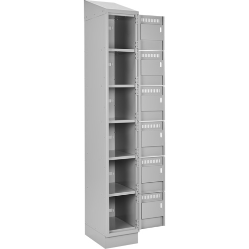 Clean Line Lockerette, 6 -tier, Bank of 4, 48" x 18" x 82", Steel, Grey, Rivet (Assembled) Action Paper