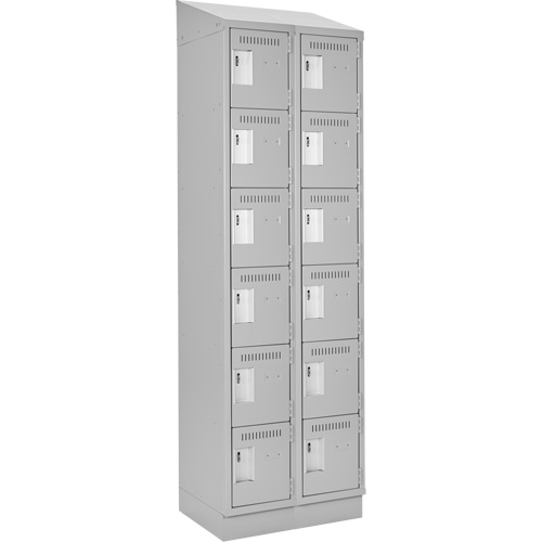 Clean Line Lockerette, 6 -tier, Bank of 2, 24" x 18" x 82", Steel, Grey, Rivet (Assembled) Action Paper