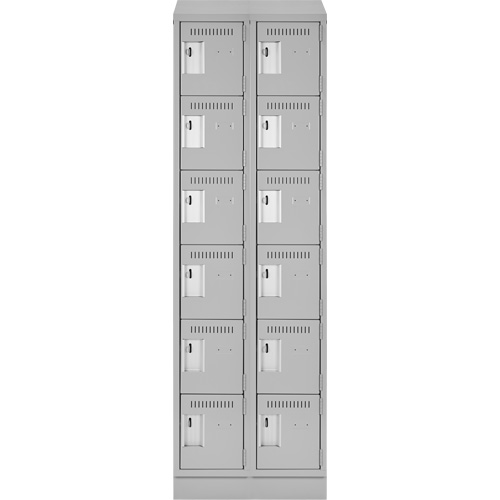 Clean Line Lockerette, 6 -tier, Bank of 2, 24" x 18" x 82", Steel, Grey, Rivet (Assembled) Action Paper