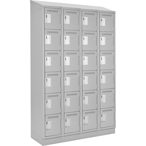 Clean Line Lockerette, 6 -tier, Bank of 4, 48" x 18" x 82", Steel, Grey, Rivet (Assembled) Action Paper