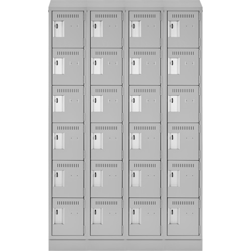 Clean Line Lockerette, 6 -tier, Bank of 4, 48" x 18" x 82", Steel, Grey, Rivet (Assembled) Action Paper