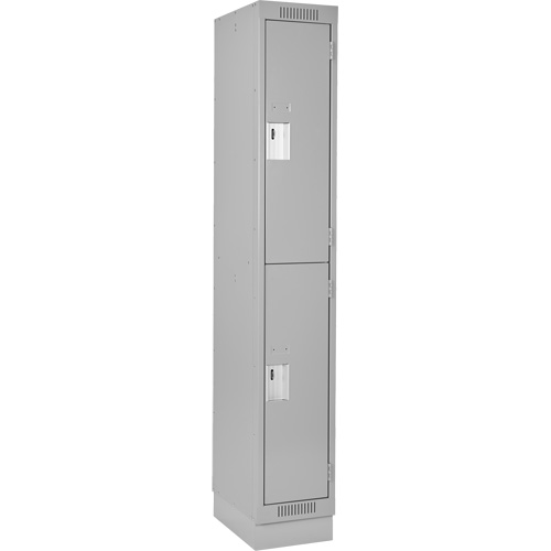 Clean Line Lockers, 2 -tier, 12" x 18" x 76", Steel, Grey, Rivet (Assembled) Action Paper