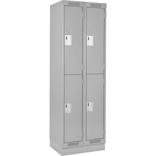 Clean Line Lockers, 2 -tier, Bank of 2, 24" x 18" x 76", Steel, Grey, Rivet (Assembled) Action Paper