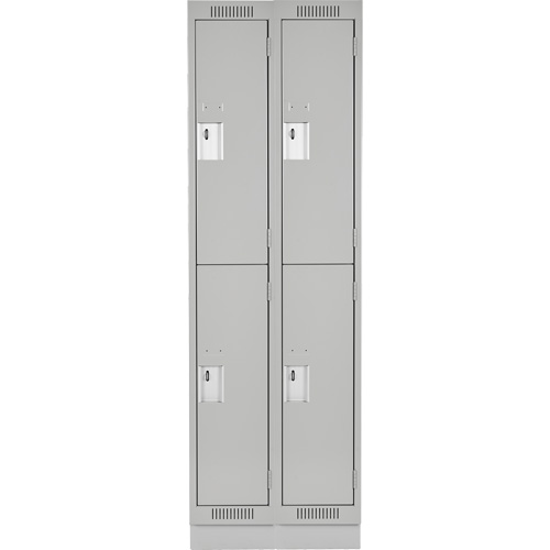 Clean Line Lockers, 2 -tier, Bank of 2, 24" x 18" x 76", Steel, Grey, Rivet (Assembled) Action Paper