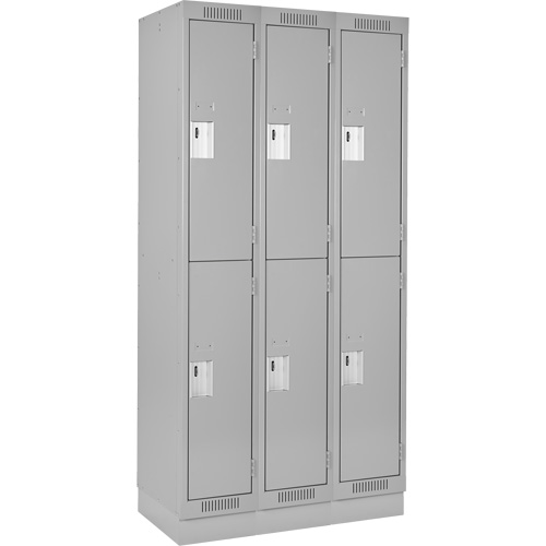 Clean Line Lockers, 2 -tier, Bank of 3, 36" x 18" x 76", Steel, Grey, Rivet (Assembled) Action Paper