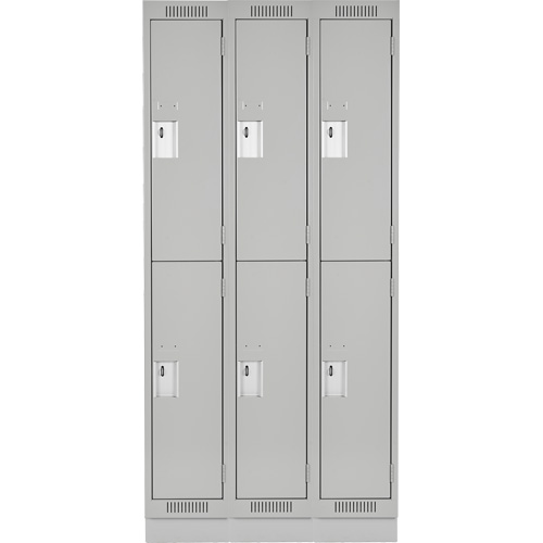 Clean Line Lockers, 2 -tier, Bank of 3, 36" x 18" x 76", Steel, Grey, Rivet (Assembled) Action Paper