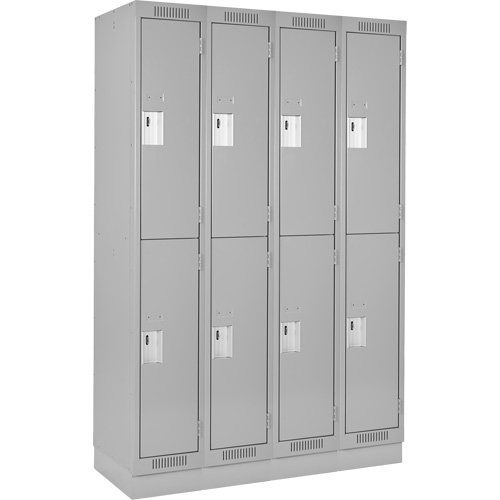 Clean Line Lockers, 2 -tier, Bank of 4, 48" x 18" x 76", Steel, Grey, Rivet (Assembled) Action Paper