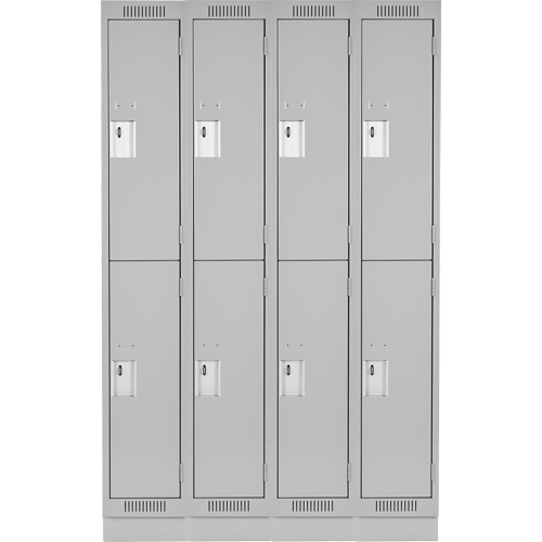 Clean Line Lockers, 2 -tier, Bank of 4, 48" x 18" x 76", Steel, Grey, Rivet (Assembled) Action Paper
