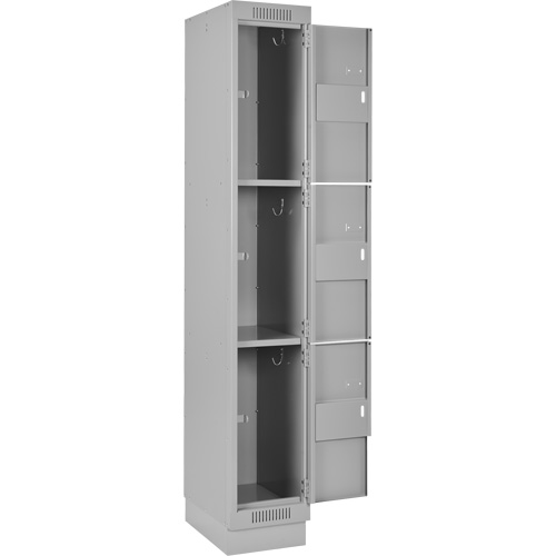 Clean Line Lockers, 3 -tier, Bank of 4, 48" x 18" x 76", Steel, Grey, Rivet (Assembled) Action Paper