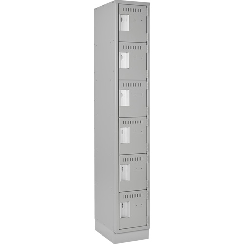 Clean Line Lockerette, 6 -tier, 12" x 18" x 76", Steel, Grey, Rivet (Assembled) Action Paper