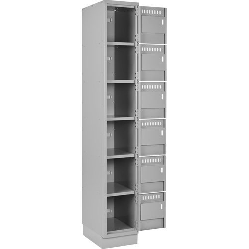 Clean Line Lockerette, 6 -tier, Bank of 3, 36" x 18" x 76", Steel, Grey, Rivet (Assembled) Action Paper