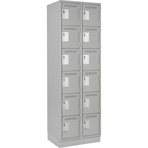Clean Line Lockerette, 6 -tier, Bank of 2, 24" x 18" x 76", Steel, Grey, Rivet (Assembled) Action Paper