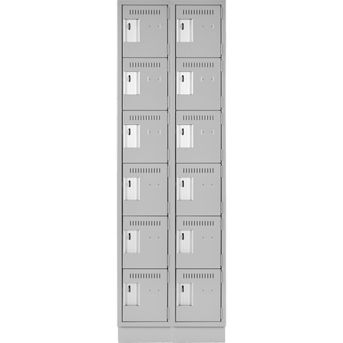 Clean Line Lockerette, 6 -tier, Bank of 2, 24" x 18" x 76", Steel, Grey, Rivet (Assembled) Action Paper