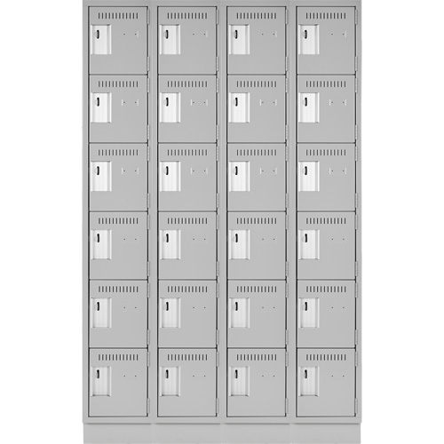 Clean Line Lockerette, 6 -tier, Bank of 4, 48" x 18" x 76", Steel, Grey, Rivet (Assembled) Action Paper
