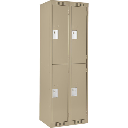 Clean Line Lockers, 2 -tier, Bank of 2, 24" x 18" x 72", Steel, Beige, Rivet (Assembled) Action Paper
