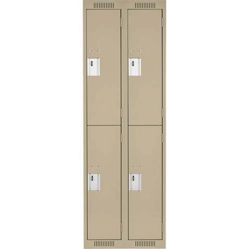 Clean Line Lockers, 2 -tier, Bank of 2, 24" x 18" x 72", Steel, Beige, Rivet (Assembled) Action Paper