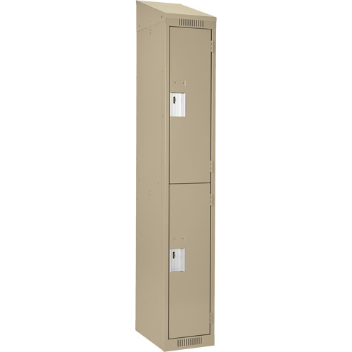 Clean Line Lockers, 2 -tier, 12" x 18" x 78", Steel, Beige, Rivet (Assembled) Action Paper