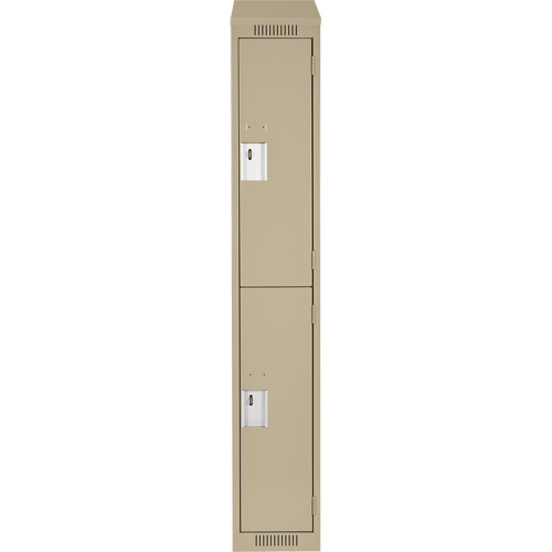 Clean Line Lockers, 2 -tier, 12" x 18" x 78", Steel, Beige, Rivet (Assembled) Action Paper