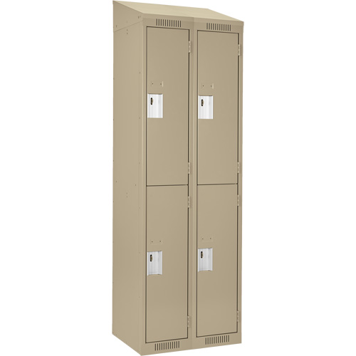 Clean Line Lockers, 2 -tier, Bank of 2, 24" x 18" x 78", Steel, Beige, Rivet (Assembled) Action Paper