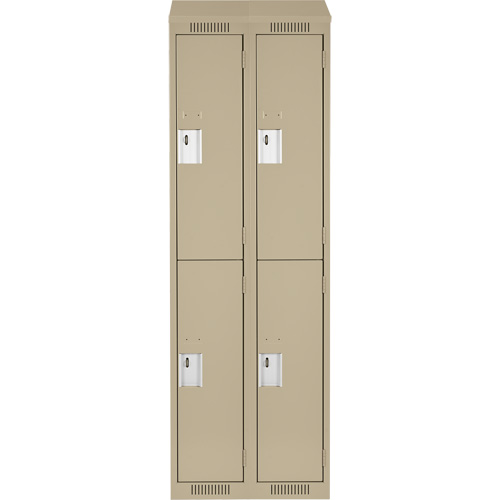Clean Line Lockers, 2 -tier, Bank of 2, 24" x 18" x 78", Steel, Beige, Rivet (Assembled) Action Paper