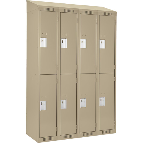 Clean Line Lockers, 2 -tier, Bank of 4, 48" x 18" x 78", Steel, Beige, Rivet (Assembled) Action Paper