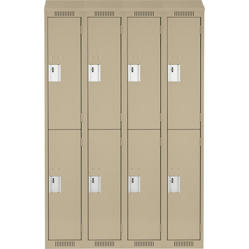 Clean Line Lockers, 2 -tier, Bank of 4, 48" x 18" x 78", Steel, Beige, Rivet (Assembled) Action Paper