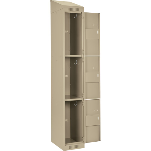 Clean Line Lockers, 3 -tier, Bank of 4, 48" x 18" x 78", Steel, Beige, Rivet (Assembled) Action Paper