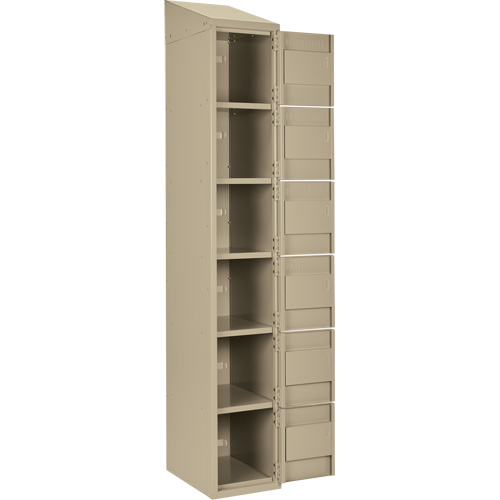 Clean Line Lockerette, 6 -tier, Bank of 4, 48" x 18" x 78", Steel, Beige, Rivet (Assembled) Action Paper