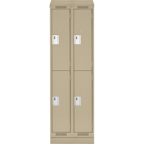 Clean Line Lockers, 2 -tier, Bank of 2, 24" x 18" x 82", Steel, Beige, Rivet (Assembled) Action Paper