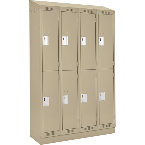 Clean Line Lockers, 2 -tier, Bank of 4, 48" x 18" x 82", Steel, Beige, Rivet (Assembled) Action Paper
